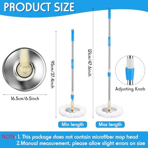 Rtteri Spin Mop Replacement Handle, 360 Rotating Telescopic Pole - Image 2