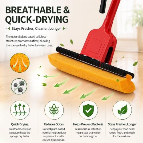 Sponge Mops for Floor Cleaning, Natural Cellulose Squeeze Mop - Image 3