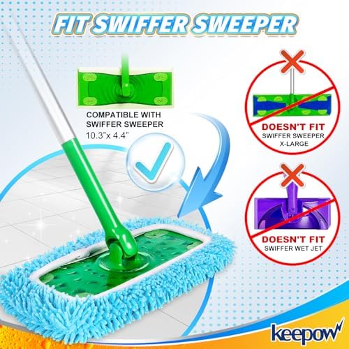 KEEPOW 6 Pack Reusable Microfiber Mop Pads Compatible - Image 2