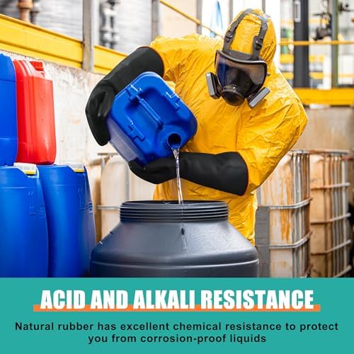 18" XL Size Latex Chemical Resistant Gloves, Heavy Duty Long Rubber Gloves - Image 5