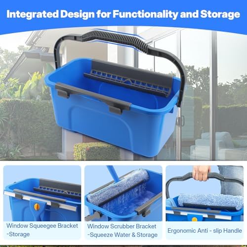 Window Cleaning Kit with Bucket, Squeegee and Scrubber - Image 3