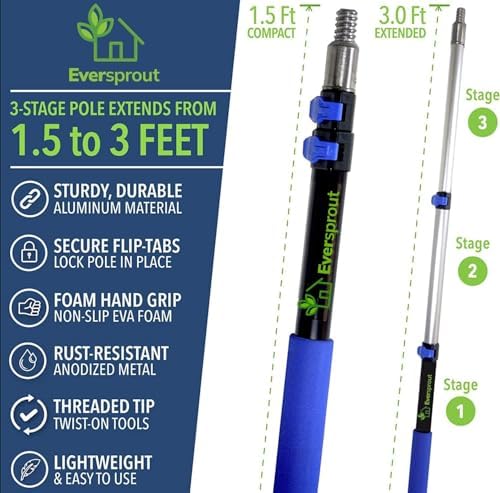 EVERSPROUT Scrub Brush, 1.5 to 3ft Pole, Rubber Bumper, No-Scratch - Image 6