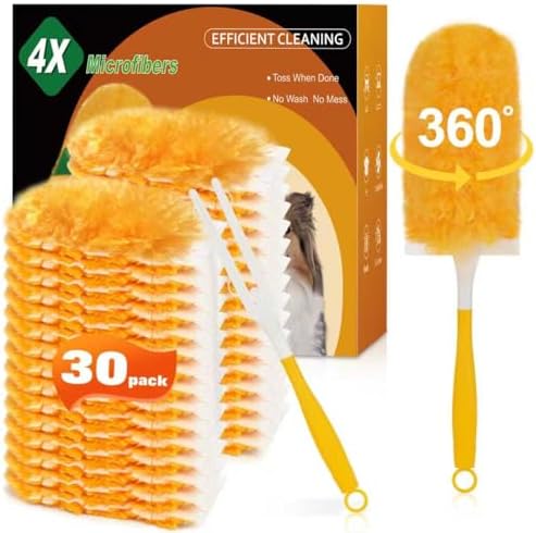 360° Heavy Duty Duster Refills for Swiffer Duster, 30 Pack & 1Handle 4X Faster by GTSSGTR