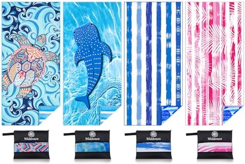 Widdonen Microfiber Beach Towel, Compact 4 Pack-71x32 Inch by WIDDONEN