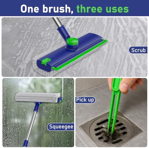 Floor Scrub Brush with Long Handle & Squeegee - Image 5