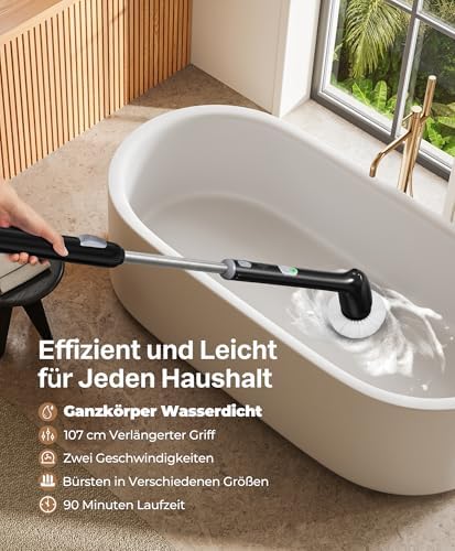 Electric Cleaning Brush, IPX7 Waterproof & 42inch Long Handle - Image 2