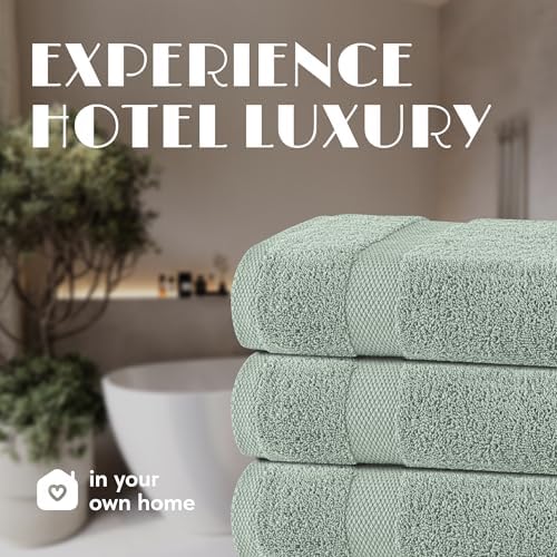 White Classic Wealuxe Green Bath Towels 24x50 Inch, Cotton Towel Set - Image 7