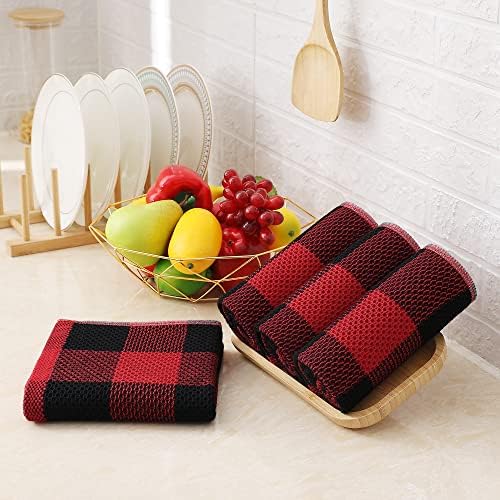 Homaxy 100% Cotton Plaid 4 Pack Kitchen Towels - Image 2