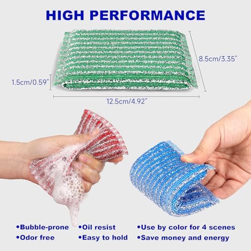 8-Pad Dish Sponges Kitchen, Non Scratch, 4 Colors, - Image 3