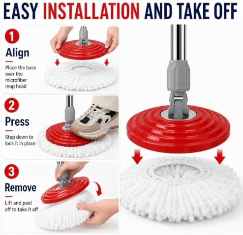 Extendable Mop Handle Set with 2 Microfiber Heads and Mop Plate - Image 2
