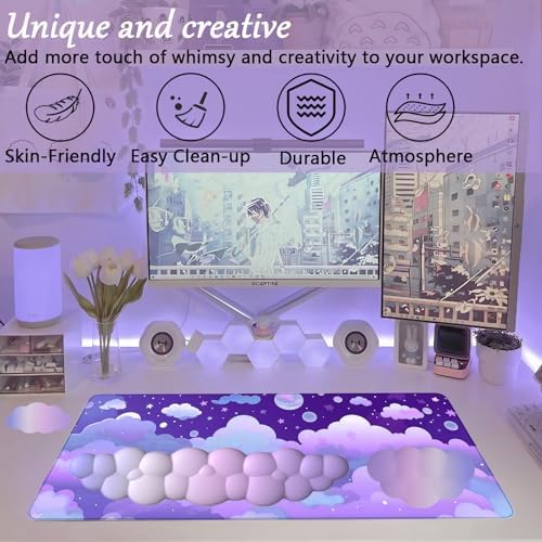 Purple Cloud Mouse Pad Cloud Keyboard Wrist Rest - Image 2