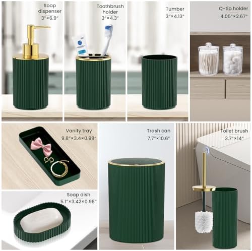 Dark Green Bathroom Accessories Set - Image 2