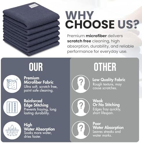 Ameri-Homes Premium Microfiber Cleaning Cloths 12 x 12 Inches, 400 GSM - Image 5
