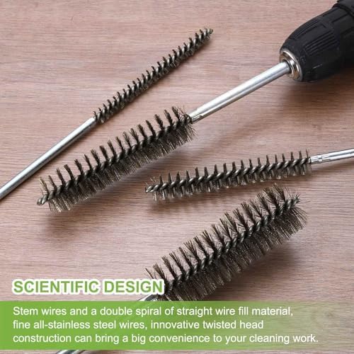 HARFINGTON 4pcs Wire Bore Brush 8 x 1-1/4" 5/16 Inch Shank Stainless Steel - Image 5