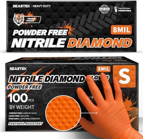 Beastek Nitrile Disposable Gloves, 8Mil Latex & Powder Free Chemical Resistant by BEASTEK