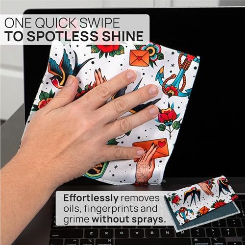 Microfiber Wholesale Quick Cloth Glasses Cleaning Cloths 8x8 Tattoo 1-Pack - Image 2