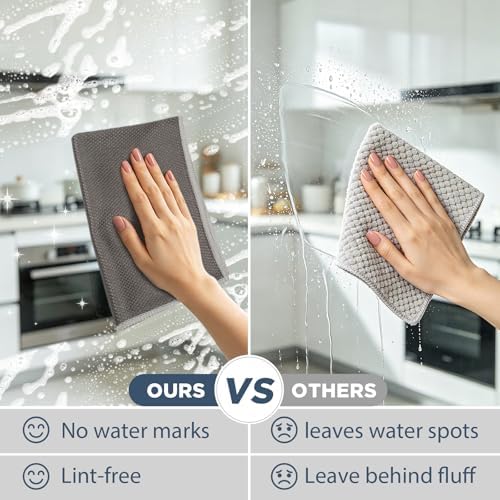 SINLAND Microfiber Glass Cleaning Cloth Streak Free Magic Towels Grey - Image 6