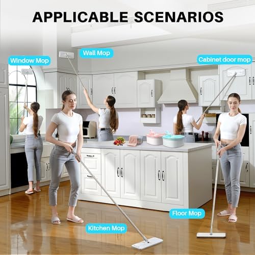 JOYMOOP Replacing Mop Handle, Replacing Flat Mop, Stainless Steel Mop Handle - Image 6