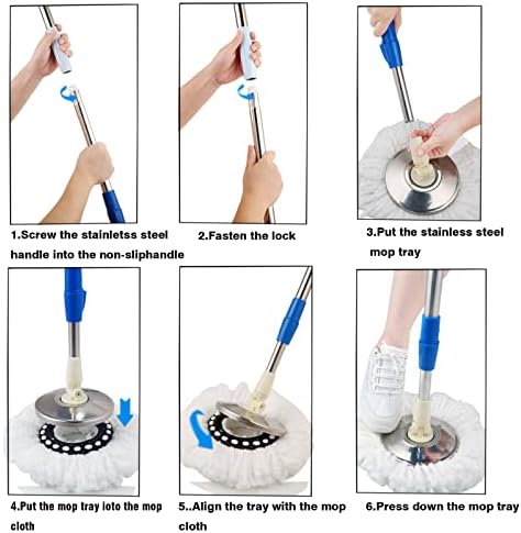 Mop and Bucket with Wringer Set on Wheels, 360 Spinning Mop Bucket Floor - Image 6