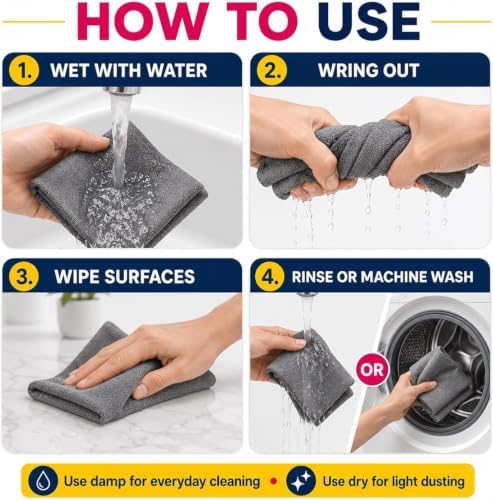 2026 New Upgrade Magic Cleaning Cloth 6Pcs, Thickened Large-Sized 12 * 16IN - Image 7