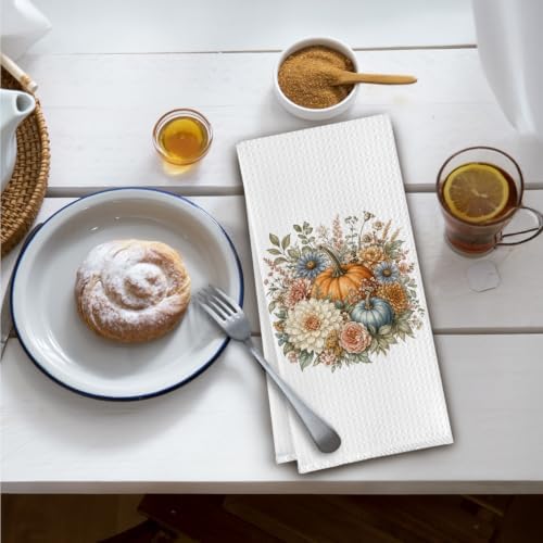 Floral Pumpkin Kitchen Towel Fall Decor - Image 2