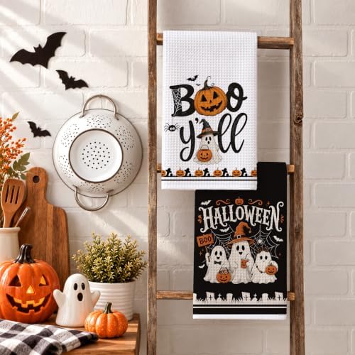 Ghost Pumpkin Halloween Kitchen Towels Set of 2 - Image 6