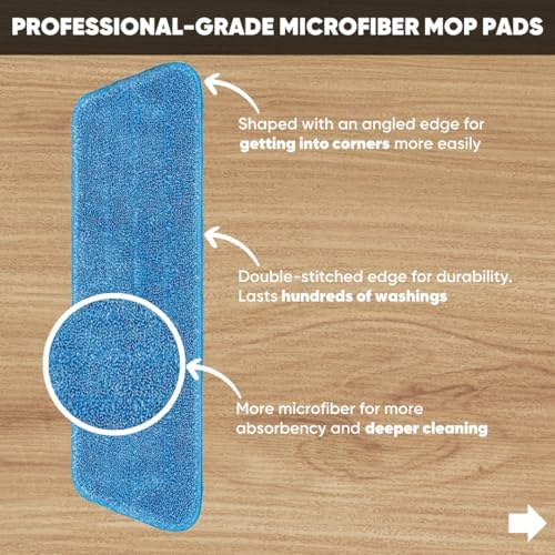 3-Pack Cinch Mop Replacement Heads, Microfiber Mops - Image 2