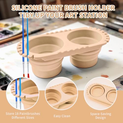 Paint Brush Cleaner Cup, Foldable Silicone Brush Cleaning Rinse Cup - Image 3