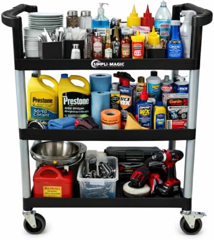 Simpli-Magic Rolling Utility Cart on Wheels, Heavy Duty Multi-Purpose Service by Simpli-Magic