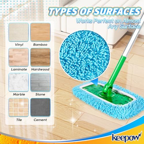KEEPOW 6 Pack Reusable Microfiber Mop Pads Compatible - Image 4
