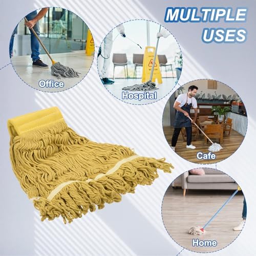 uxcell 6Pcs Commercial Mop Head Replacement, Cotton String Mop Head, Wet - Image 6