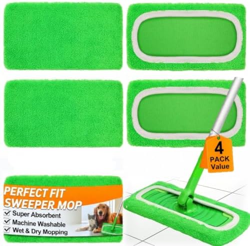 4 Pack Reusable Microfiber Mop Pads Compatible by TidyMonster