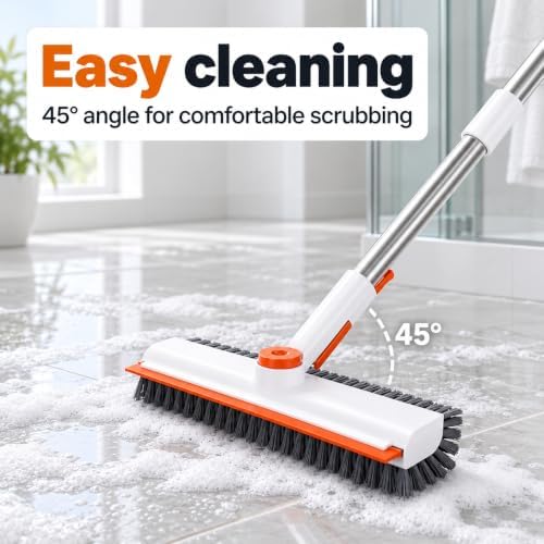 Floor Scrub Brush with Long Handle, 3-in-1 Shower & Bathroom Scrubber - Image 5