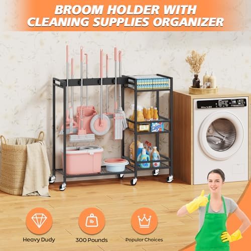 Broom and Mop Holder, MUNNAR Broom Closet Storage Cabinet - Image 3