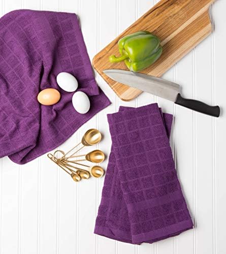 DII Basic Terry Collection Windowpane Dishtowel Set, Eggplant Solid, 4 Piece - Image 4