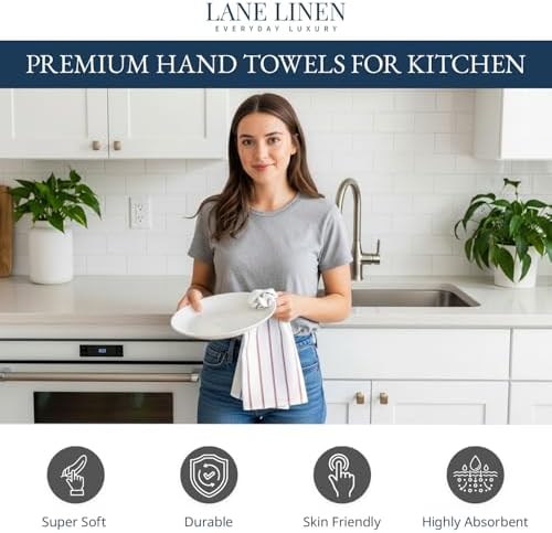 LANE LINEN Dish Towels for Kitchen 100% Cotton Durable 12 Pack - Image 2