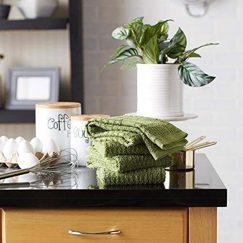 DII Basic Terry Collection Waffle Dishtowel Set, Solid Antique Green, 4 Piece - Image 5