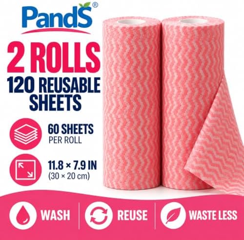 Reusable Paper Towels, 2 Rolls 120 Sheets, Washable Kitchen Cleaning Wipes - Image 2