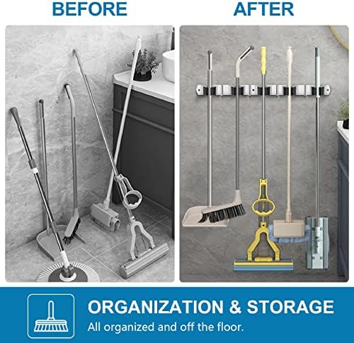 IMILLET Broom Holder Wall Mount Stainless Steel Mop Organizer - Image 3