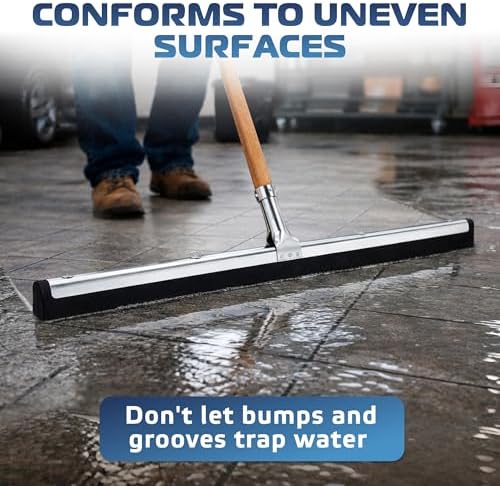 DSV Standard Uneven Surface Floor Squeegee 30’’, Double Foam Blade Garage - Image 6