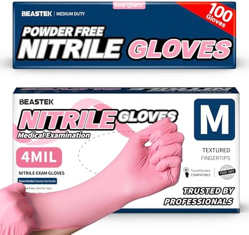 BEASTEK Medical Nitrile Exam Gloves Disposable Powder-Free, 4 Mil 100 Count by BEASTEK