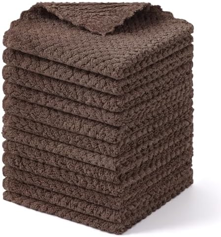 Homaxy 12 Pack Coral Velvet Kitchen Dish Cloths, 10 x 10 inches by Homaxy