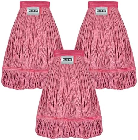 KLHB‑YF 21 Oz Heavy‑Duty Pink Cotton Mop Head Replacement, Fade‑Resistant by KLHB-YF