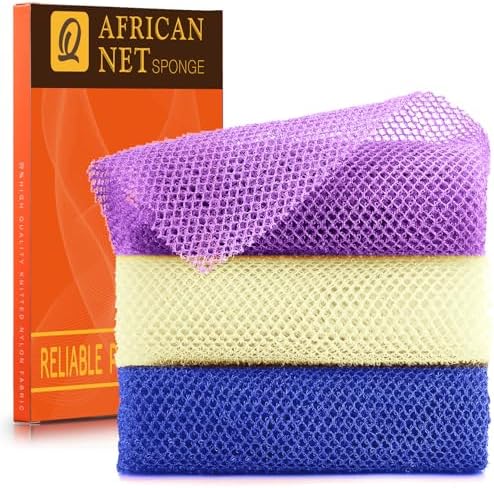 UJFQBH 3 Pieces African Bath Sponge African Net Long Net Bath Sponge by BuyNow