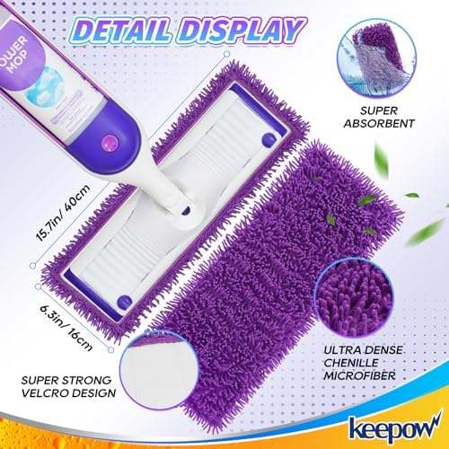 KEEPOW Reusable Microfiber Mop Pads Compatible - Image 3