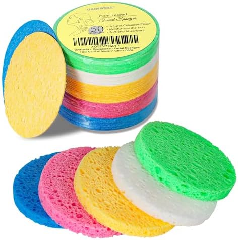 GAINWELL 50-Colored Natural Compressed Facial Sponges, by GAINWELL