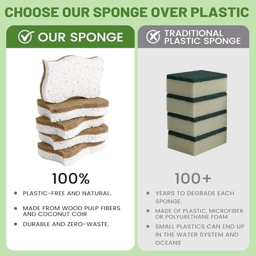 12 Pack Natural Cellulose Non-Scratch Kitchen Scrub Sponges - Image 5