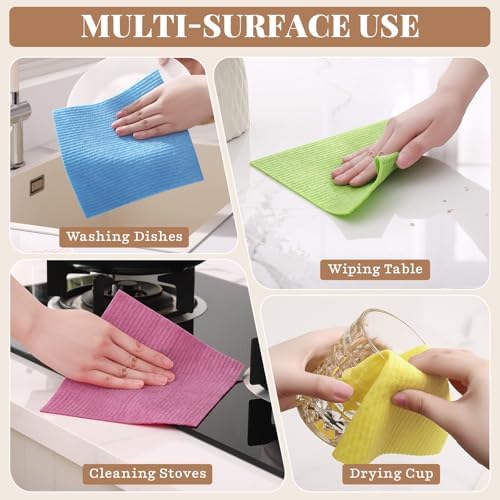Homaxy Swedish Dishcloths, 8 Pack Pure Color Reusable Paper Towels - Image 5