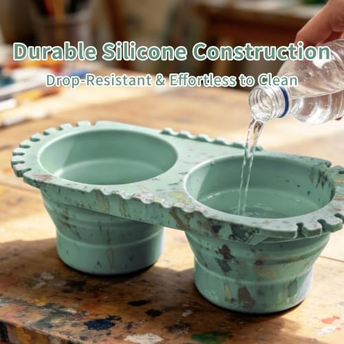 Paint Brush Cleaner Cup, Foldable Silicone Brush Cleaning Rinse Cup - Image 7
