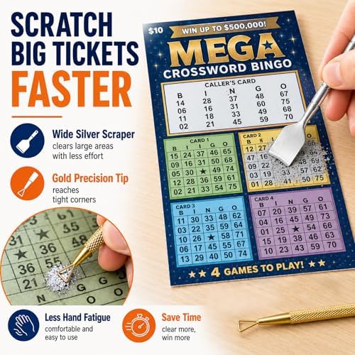 Dual-Ended Scratcher Tools for Scratch Off Lottery Tickets, Precise Scraper - Image 7